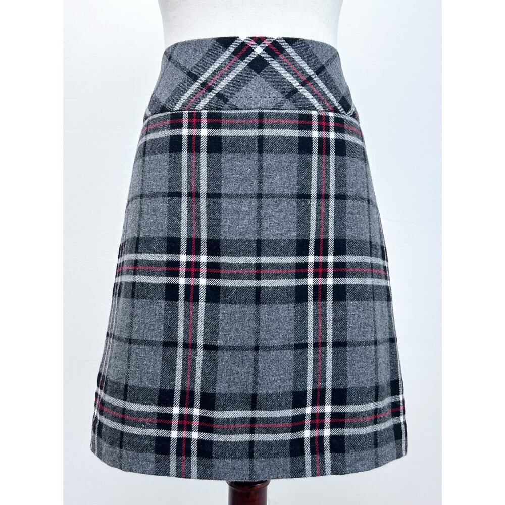 Eddie Bauer Gray Red Heritage Plaid Academia Preppy Wool Blend Mini Skirt SIZE 6